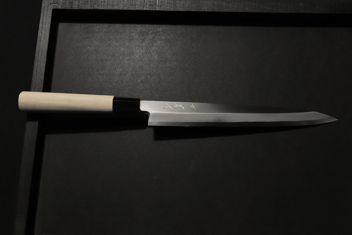 The gleam of steel on a Japanese knife