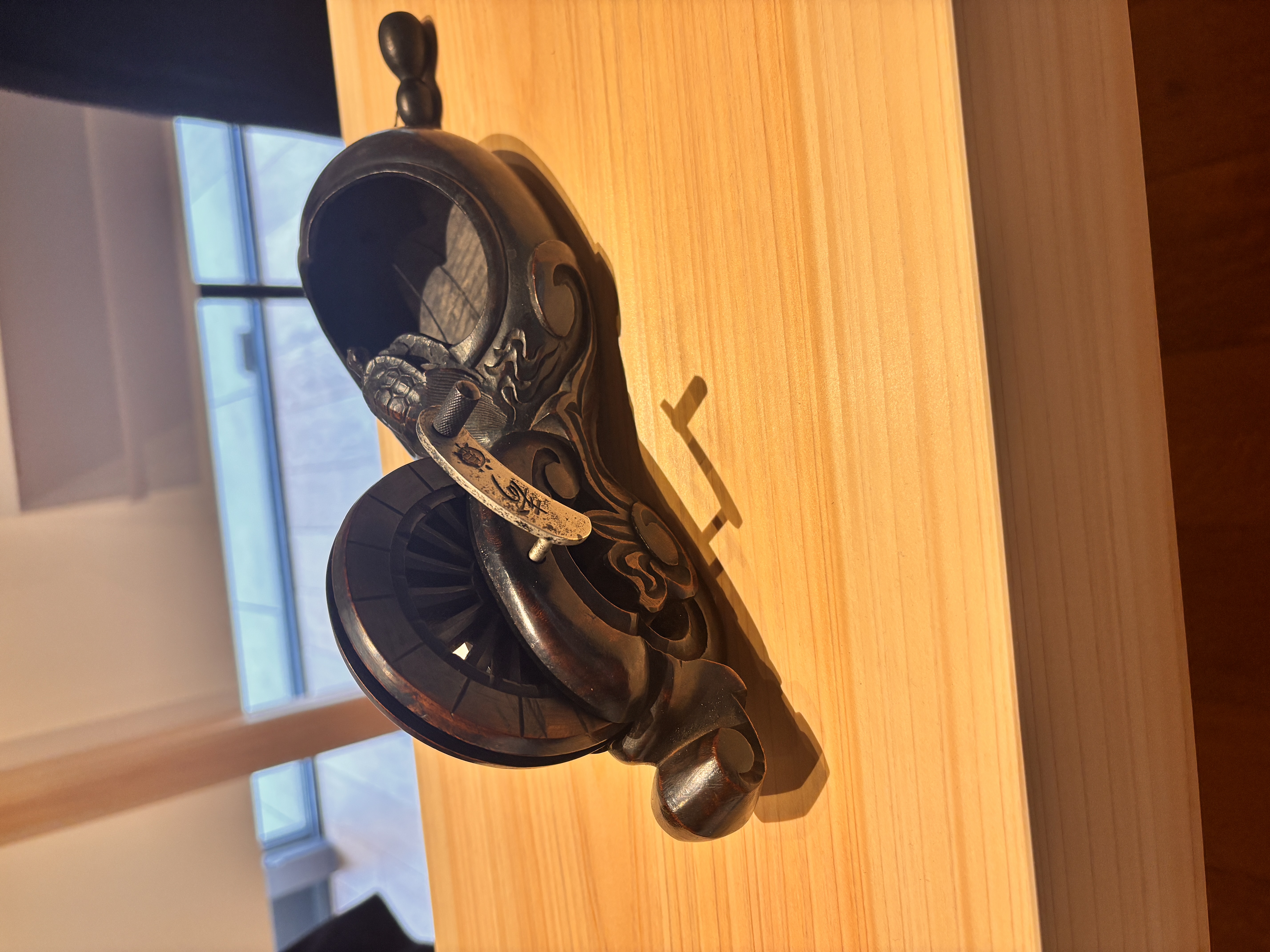 Ornate lacquered sumitsubo with intricate carvings