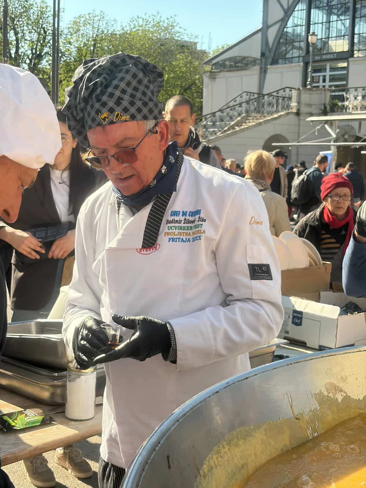 Chef in professional whites at the festival
