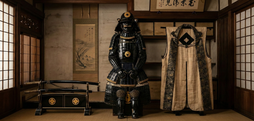Swords, sword stand, and ceremonial garments passed down in the Ichiyanagi family